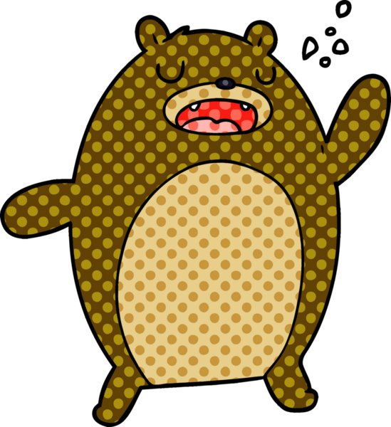 Bir insan tarafından çizilmiş komik çizgi film ayısı.