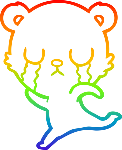 Gökkuşağı gradyan çizgisi bir insan tarafından çekilen ağlayan bir çizgi ayının çizimi