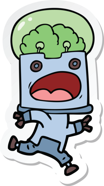 Bir insan tarafından çizilmiş robot karikatür çıkartması.