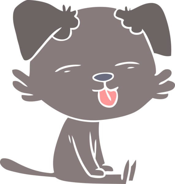 Bir insan tarafından çizilmiş düz renkli çizgi film köpeği.