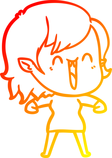 Bir insan tarafından çizilmiş sevimli, mutlu bir vampir kızın çizgi çizimi.