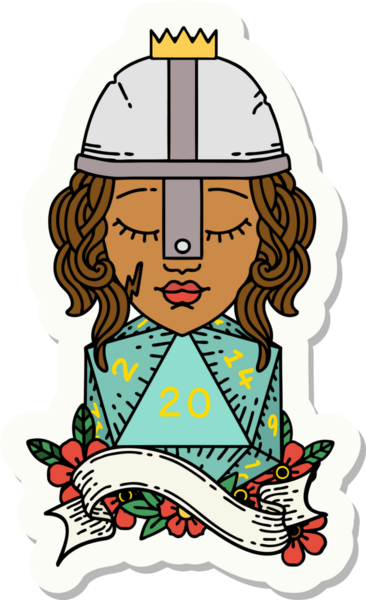 Bir insan tarafından çizilmiş 20 zarlı bir insan dövüşçüsünün çıkartması.