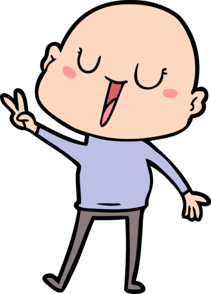 Bir insan tarafından çizilmiş mutlu, kel adam.