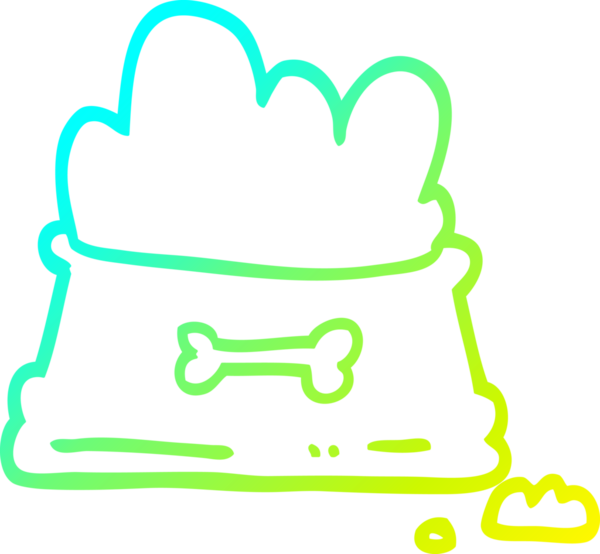 Bir insan tarafından çizilmiş bir köpek maması kasesinin soğuk gradyan çizgisi.