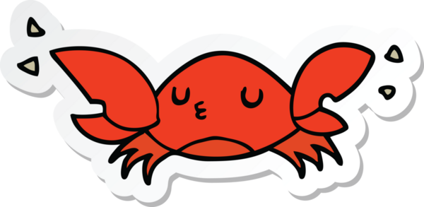 Bir insan tarafından çizilmiş karikatür yengeci çıkartması.