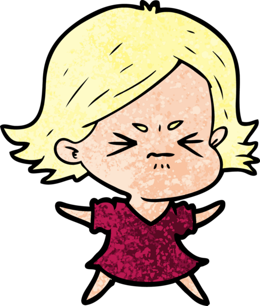 Bir insan tarafından çizilmiş kızgın bir kadın.