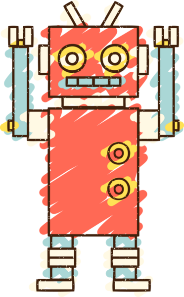 Bir insan tarafından çizilen robot tebeşiri.