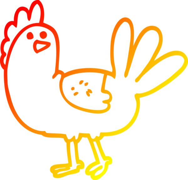 Bir insan tarafından çizilmiş çizgi bir tavuğun sıcak gradyan çizimi