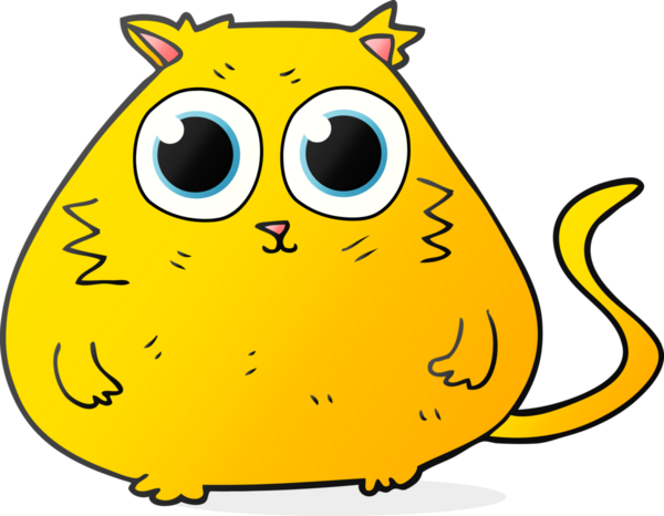 Bir insan tarafından çizilmiş büyük, güzel gözleri olan bir çizgi film kedisi.