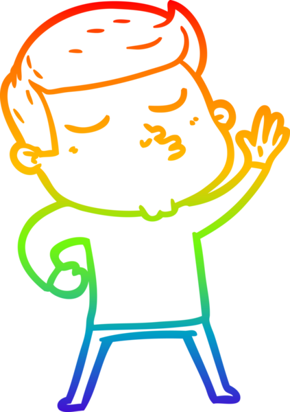 Gökkuşağı gradyan çizgi çizimi Bir insan tarafından çizilen çizgi film modeli adam