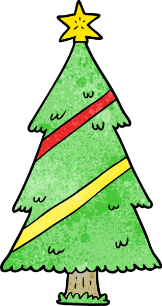 Bir insan tarafından çizilmiş karikatür noel ağacı