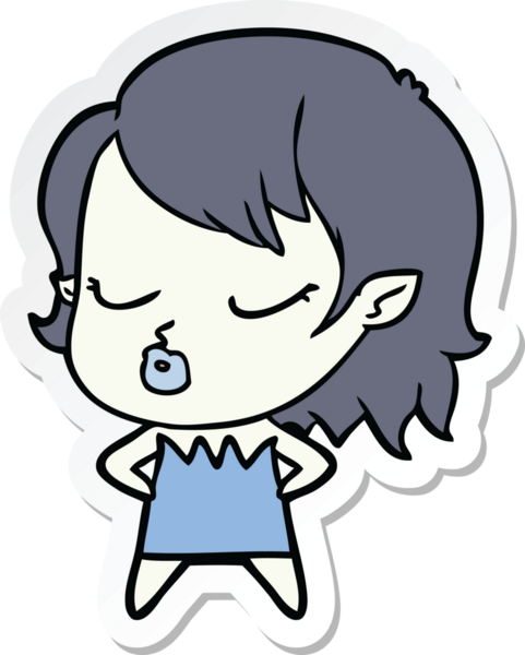 Bir insan tarafından çizilmiş şirin bir vampir kızın çıkartması.