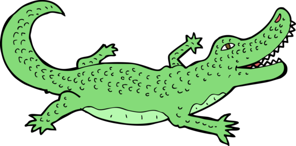 Bir insan tarafından çizilmiş timsah çizgi filmi.