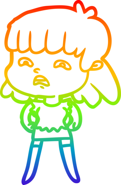 Gökkuşağı gradyan çizimi Bir insan tarafından çizilmiş endişeli bir çizgi kadın