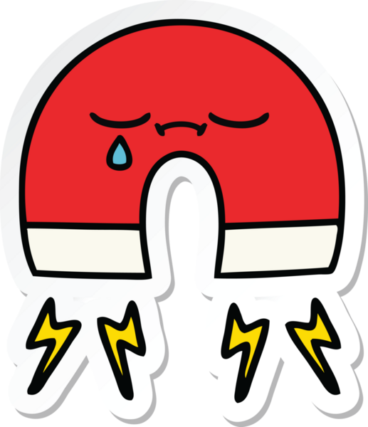 Bir insan tarafından çizilmiş şirin bir çizgi film mıknatısı etiketi.