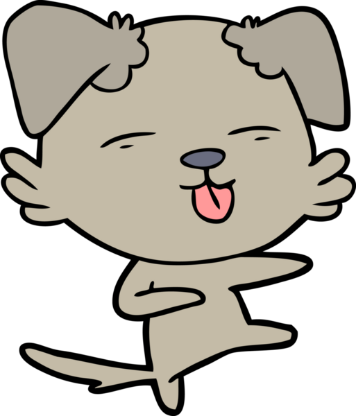 Bir insan tarafından çizilmiş çizgi köpek dansı.