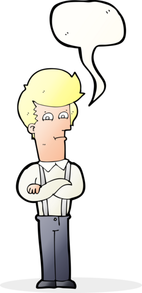 Bir insan tarafından çizilmiş konuşma baloncuğuyla rahatsız bir adam.