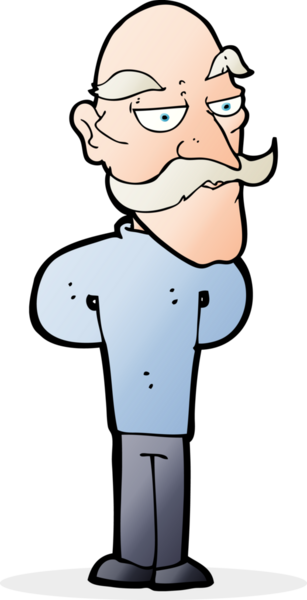 Bir insan tarafından çizilmiş bıyıklı yaşlı adam çizgi filmi.