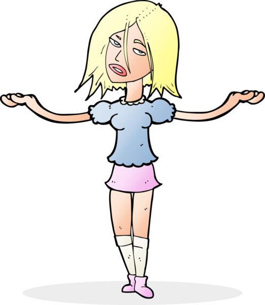 Bir insan tarafından çizilmiş omuz silken çizgi filmdeki kadın.