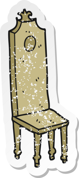 Bir insan tarafından çizilmiş karikatür süslü bir sandalyenin gerilimli yapıştırması.