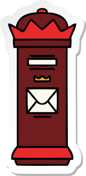 Bir insan tarafından çizilmiş şirin bir posta kutusunun çıkartması.