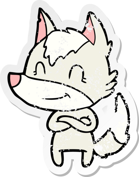 Bir insan tarafından çizilmiş dost canlısı bir kurdun sıkıntılı çıkartması.