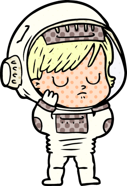 Bir insan tarafından çizilmiş astronot kadın.