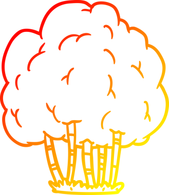 Bir insan tarafından çizilmiş bir çizgi film ağacının sıcak gradyan çizimi