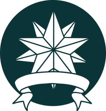 bir insan tarafından çizilmiş bir yıldızın pankartıyla dövme biçimi simgesi