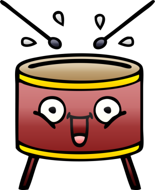 Bir insan tarafından çizilen davulun gölgelenmiş karikatürü