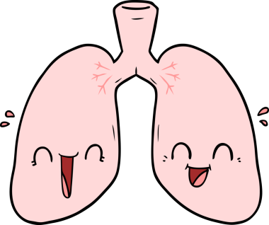 Bir insan tarafından çizilmiş neşeli akciğerler.