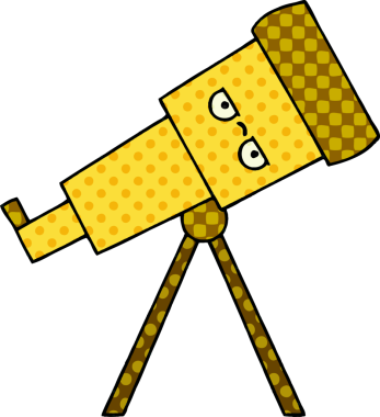 Bir insan tarafından çizilmiş bir teleskop çizgi filmi.