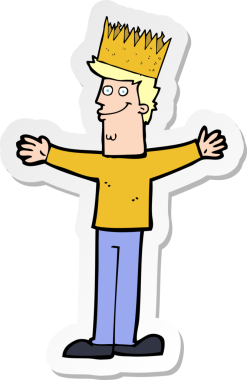 Bir insan tarafından çizilmiş taç giyen bir karikatürist çıkartması.