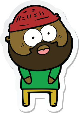 Bir insan tarafından çizilmiş sakallı bir adamın çıkartması.