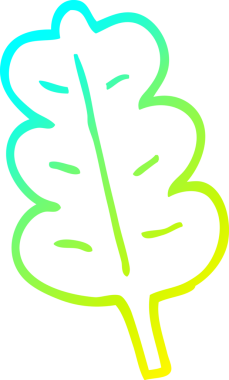 Bir insan tarafından çizilen meşe yaprağının soğuk gradyan çizgisi.