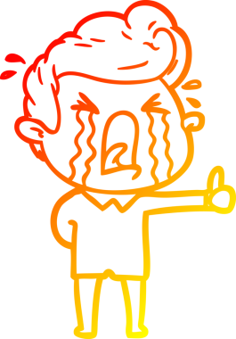 Bir insan tarafından çizilmiş, ağlayan bir çizgi film karakteri.