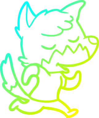 Bir insan tarafından çizilmiş, dost canlısı bir tilkinin soğuk çizgi çizimi.