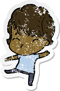 Bir insan tarafından çizilmiş bir karikatür kadının sıkıntılı çıkartması.