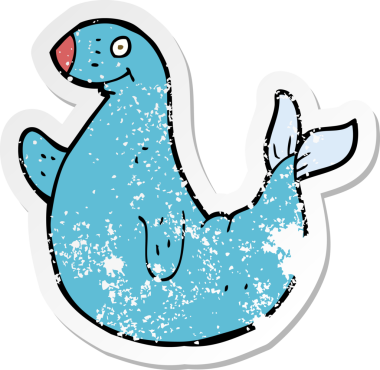 Bir insan tarafından çizilmiş bir karikatür mührünün gerilmiş yapıştırması.