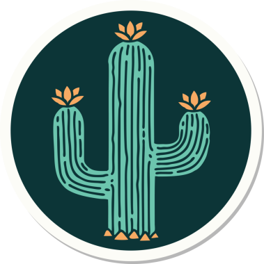 Bir insan tarafından çizilmiş geleneksel bir kaktüs stili dövme çıkartması.