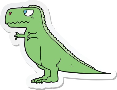 Bir insan tarafından çizilmiş bir dinozorun çıkartması.