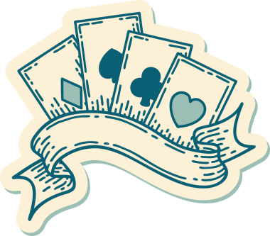 Geleneksel kart stili ve bir insan tarafından çizilmiş dövme çıkartması.