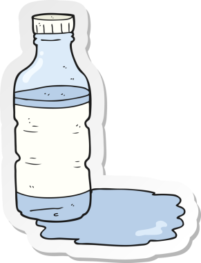 Bir insan tarafından çizilmiş karikatür su şişesinin etiketi.