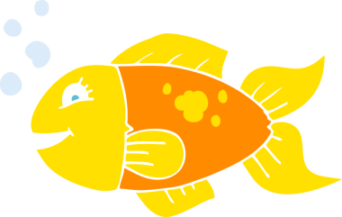 Bir insan tarafından çizilmiş balığın düz renk çizimi