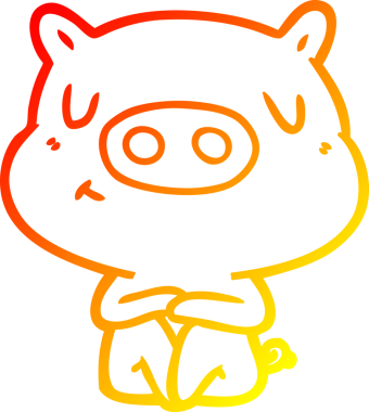 Bir insan tarafından çizilmiş, çizgi film içerikli bir domuzun sıcak çizgi çizimi