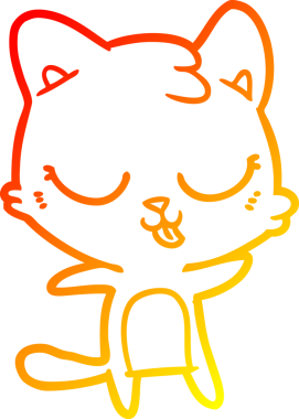 Bir insan tarafından çizilmiş sevimli bir çizgi film kedisinin sıcak çizgi çizgisi.