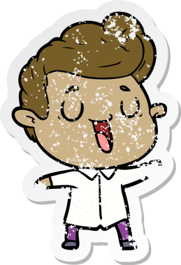 Bir insan tarafından çizilmiş mutlu bir çizgi film karakterinin sıkıntılı çıkartması.