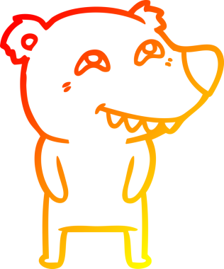 Bir insan tarafından çizilmiş dişleri gösteren bir kutup ayısının sıcak çizgi çizimi