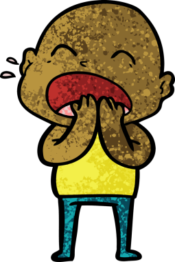 Bir insan tarafından çizilmiş kel adam diye bağıran çizgi film.