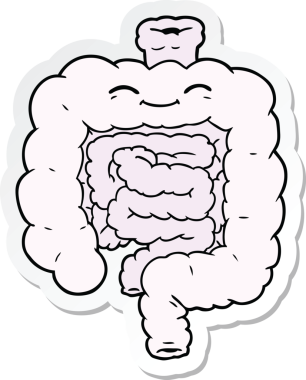 Bir insan tarafından çizilmiş karikatür bağırsağının çıkartması.